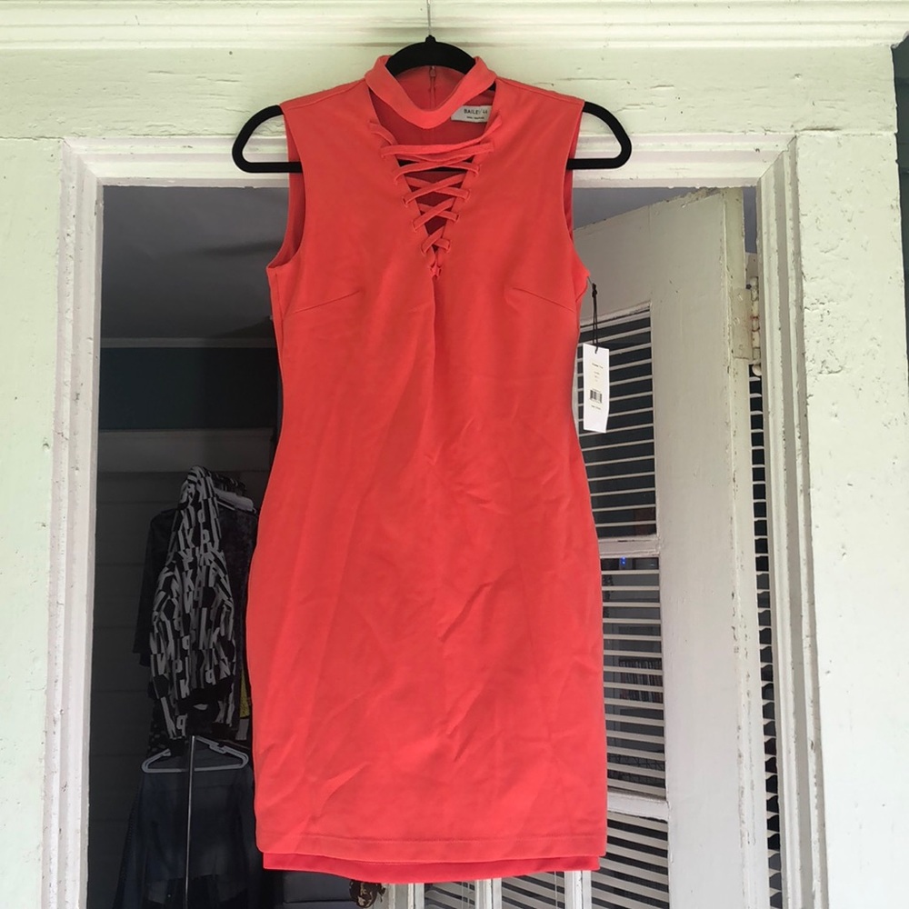 Bailey 44 Coral Lace-Up Sheath Dress
